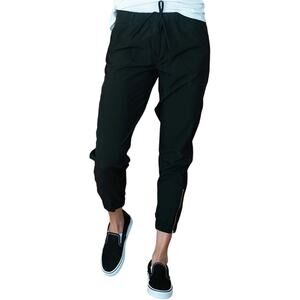 Albion Jetsetter Everywhere Jogger Pants Drawstring Gold Zipper Hem Black XS